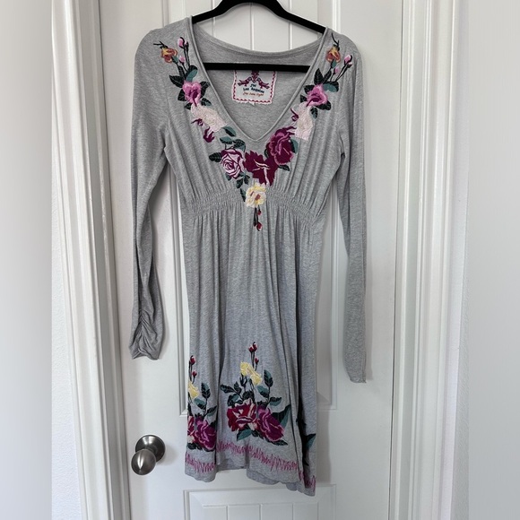 Johnny Was JW Los Angeles Gray Knit Embroidered Dress Tunic Size S